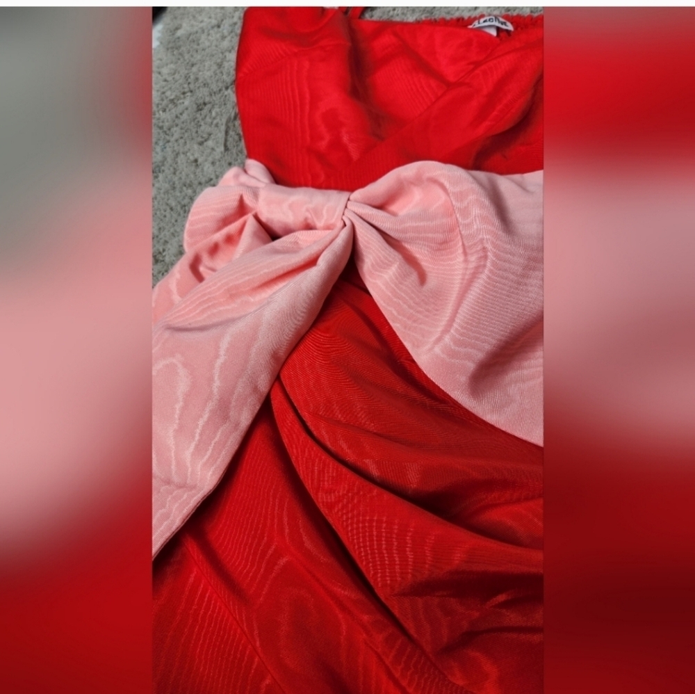 Women's Holiday Sweetheart Bow Mini Dress Future Collective Red XS - Picture 7 of 15